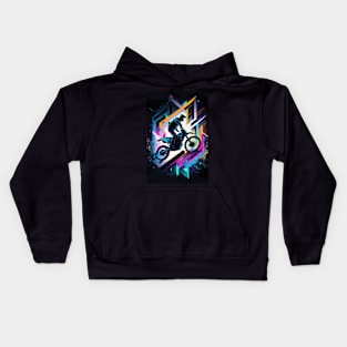 Cyber Future Dirt Bike With Neon Colors Kids Hoodie